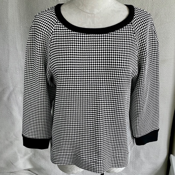 L’Agence L Textured Black White Long Sleeve Top - Picture 2 of 8